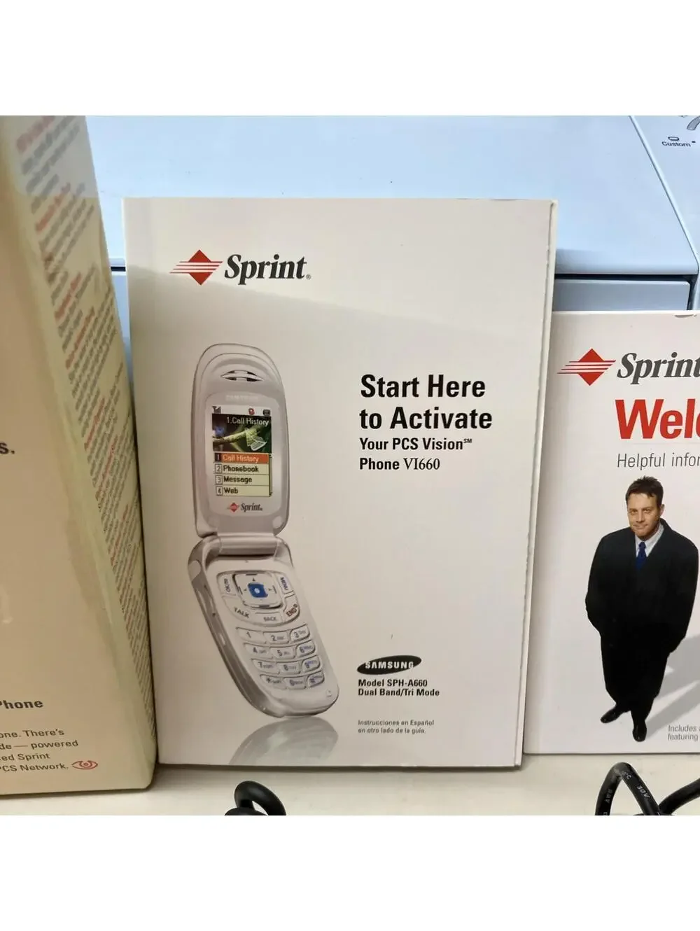 Samsung SPH-A620 Sprint PCS Vision Flip Phone Silver VGA Camera Vintage Boxed